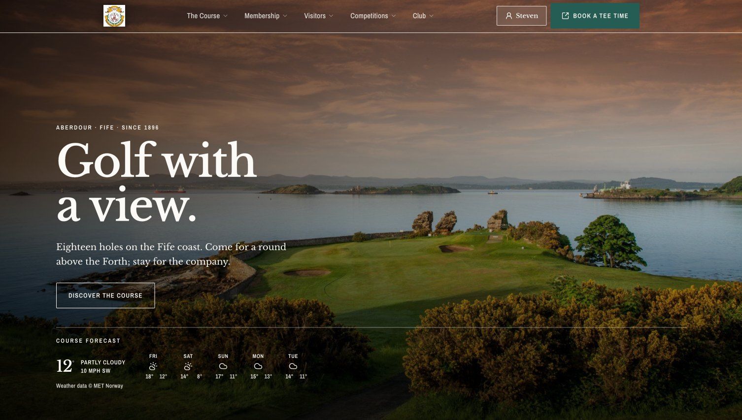 Aberdour Golf Club website home page
